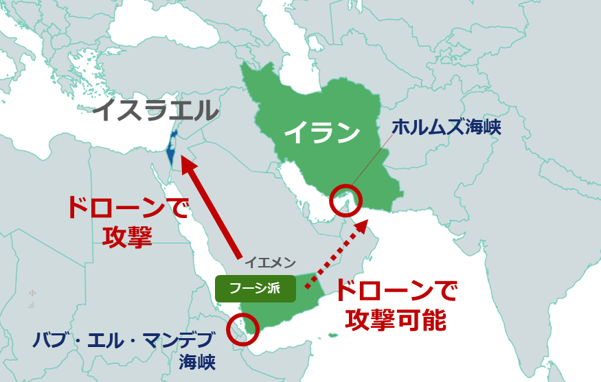 図：イランが支援しているとされるイスラム武装組織「フーシ派」